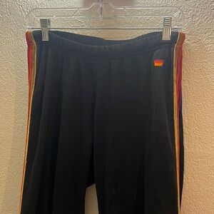 Aviator nation rate sweatpants with velvet stripes